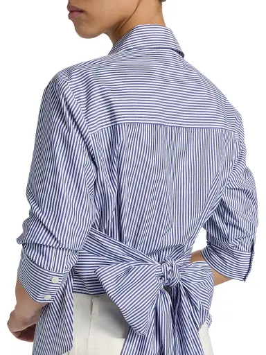 TANYA TAYLOR Women's Winslet Striped Cotton Back Bow Shirt | Thumbnail 6 TANYA TAYLOR Women's Winslet Striped Cotton Back Bow Shirt | Thumbnail 6
