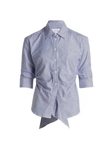 TANYA TAYLOR Women's Winslet Striped Cotton Back Bow Shirt | Thumbnail 1 TANYA TAYLOR Women's Winslet Striped Cotton Back Bow Shirt | Thumbnail 1