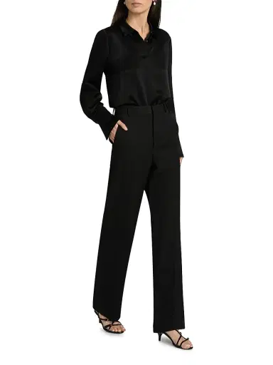 Ungaro Women's Layne Satin Button-Front Blouse - Black - Size XXL | Thumbnail 2