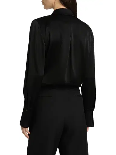 Ungaro Women's Layne Satin Button-Front Blouse - Black - Size XXL | Thumbnail 5