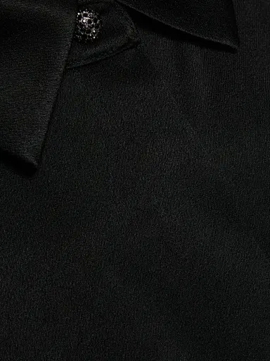 Ungaro Women's Layne Satin Button-Front Blouse - Black - Size XXL | Thumbnail 7