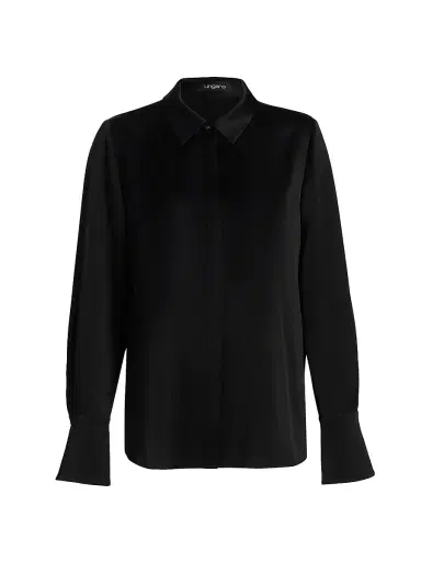 Ungaro Women's Layne Satin Button-Front Blouse - Black - Size XXL | Thumbnail 1