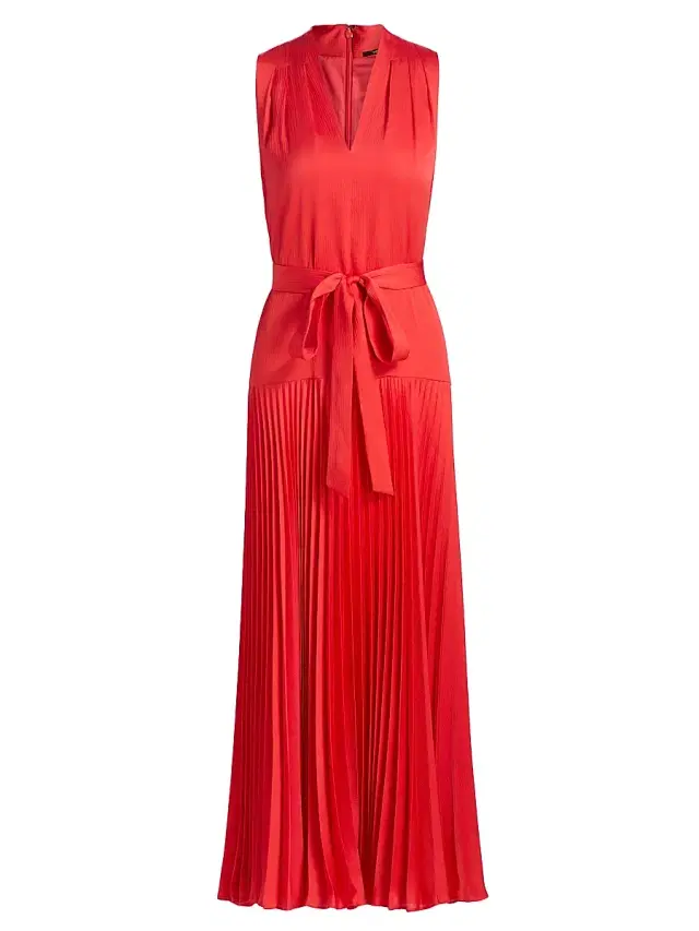 Kobi Halperin Women's Viva Hammered Satin Sleeveless Maxi Dress - Bright Coral