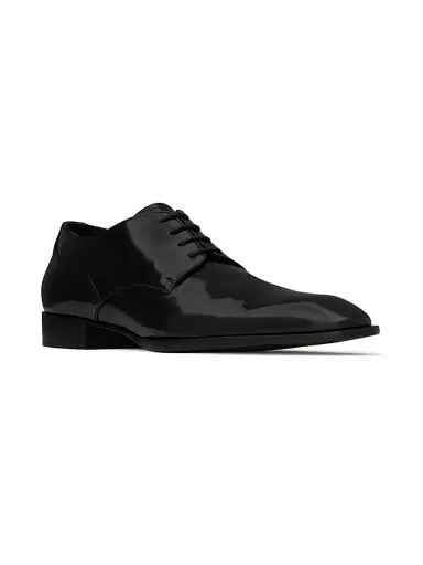 Saint Laurent Men's Stanton Derbies in Glazed Leather - Nero - Size 13 | Thumbnail 2 Saint Laurent Men's Stanton Derbies in Glazed Leather - Nero - Size 13 | Thumbnail 2