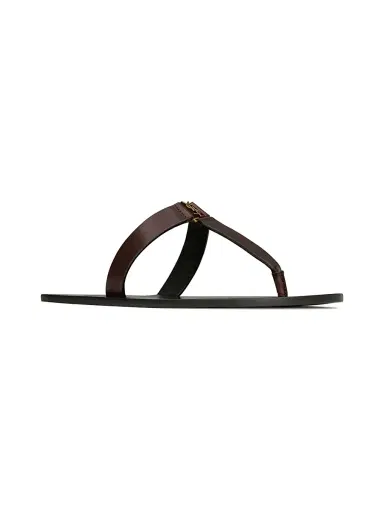 Saint Laurent Men's Babylone Slides in Smooth Leather - Ultra Dark Brown - Size 8.5 | Thumbnail 2