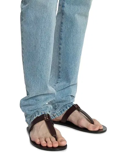 Saint Laurent Men's Babylone Slides in Smooth Leather - Ultra Dark Brown - Size 8.5 | Thumbnail 4