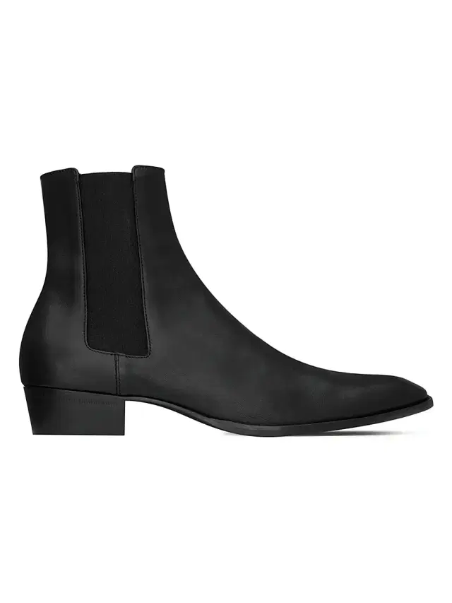 Saint Laurent Men's Stanton Chelsea Boots in Grained Leather - Nero