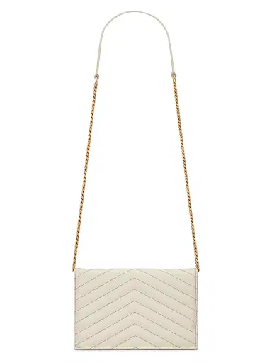 Saint Laurent Women's Cassandre Envelope Chain Wallet in Grain De Poudre Leather | Thumbnail 3 Saint Laurent Women's Cassandre Envelope Chain Wallet in Grain De Poudre Leather | Thumbnail 3