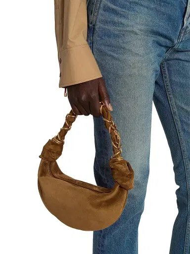 Saint Laurent Women's Amalia Mini Top Handle Bag in Suede - Caramel Cognac | Thumbnail 3