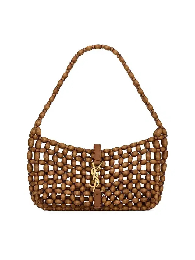 Saint Laurent Women's Le 5 à 7 in Wood Beads Shoulder Bag - Light Wood And Brick