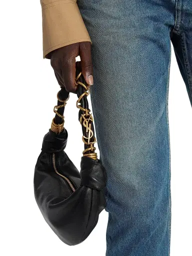 Saint Laurent Women's Amalia Mini Top Handle Bag in Lambskin - Black | Thumbnail 3