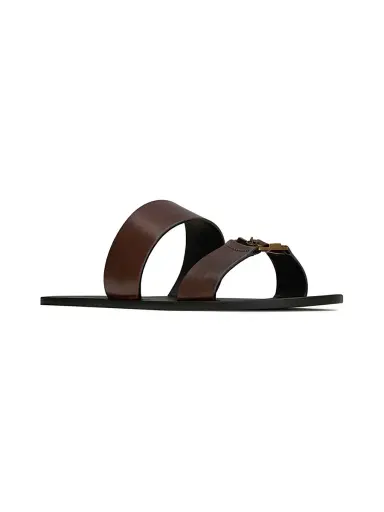 Saint Laurent Men's Babylone Slides in Smooth Leather - Ultra Dark Brown - Size 8.5 | Thumbnail 2 Saint Laurent Men's Babylone Slides in Smooth Leather - Ultra Dark Brown - Size 8.5 | Thumbnail 2