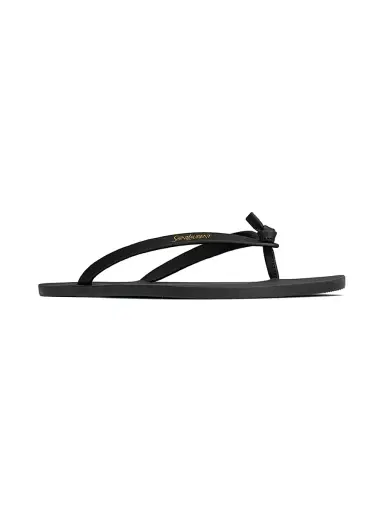 Saint Laurent Men's Pool Flip-Flops in Smooth Leather - Nero - Size 10 | Thumbnail 2