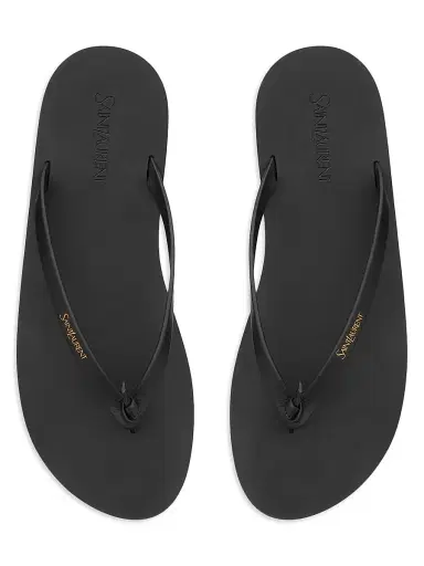 Saint Laurent Men's Pool Flip-Flops in Smooth Leather - Nero - Size 10 | Thumbnail 3
