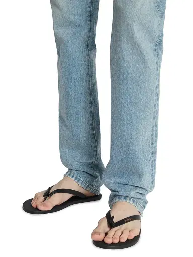 Saint Laurent Men's Pool Flip-Flops in Smooth Leather - Nero - Size 10 | Thumbnail 4
