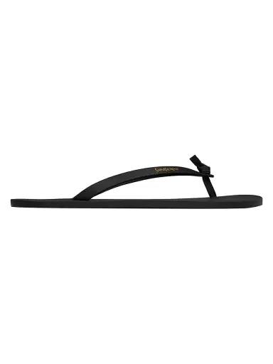 Saint Laurent Men's Pool Flip-Flops in Smooth Leather - Nero - Size 10 | Thumbnail 1