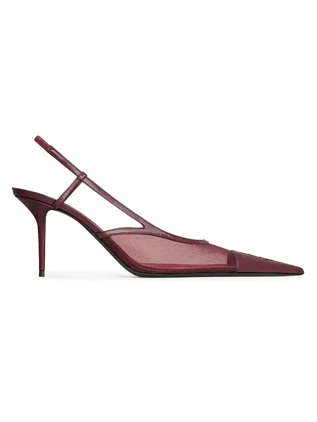 Saint Laurent Women's Renée Slingback Pumps in Mesh - Vintage Bordeaux