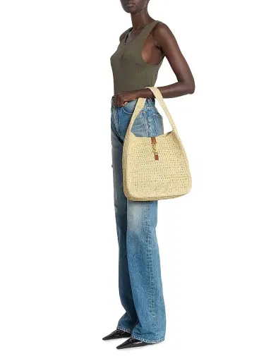 Saint Laurent Women's Le 5 à 7 Supple Large Shoulder Bag in Raffia | Thumbnail 2