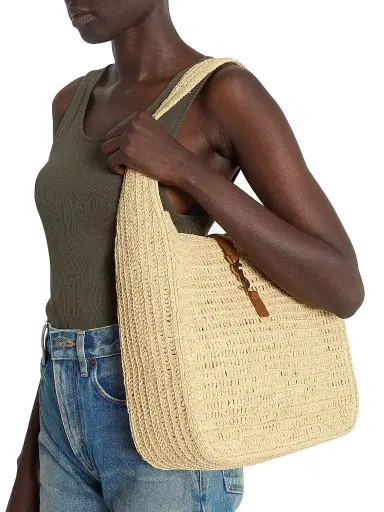 Saint Laurent Women's Le 5 à 7 Supple Large Shoulder Bag in Raffia | Thumbnail 3