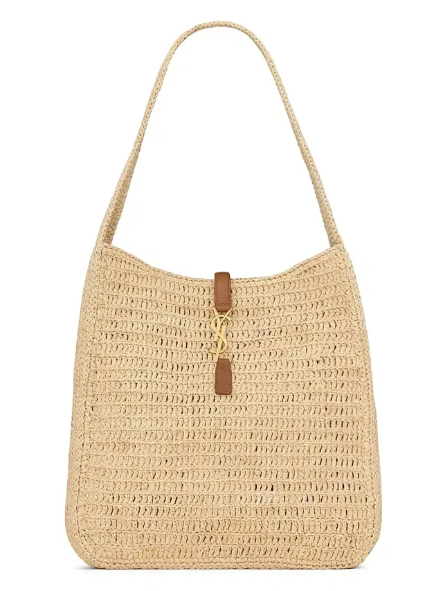 Saint Laurent Women's Le 5 à 7 Supple  Shoulder Bag in Raffia - Naturel And Brick