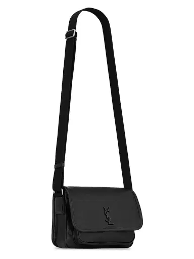 Saint Laurent Men's Niki Small Messenger in Grained Leather - Black | Thumbnail 4