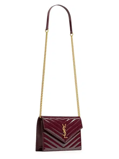 Saint Laurent Women's Cassandre Envelope Chain Wallet in Patent Leather | Thumbnail 2 Saint Laurent Women's Cassandre Envelope Chain Wallet in Patent Leather | Thumbnail 2