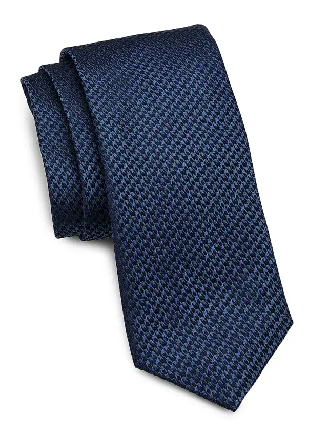 Canali Men's Houndstooth Silk Tie - Blue