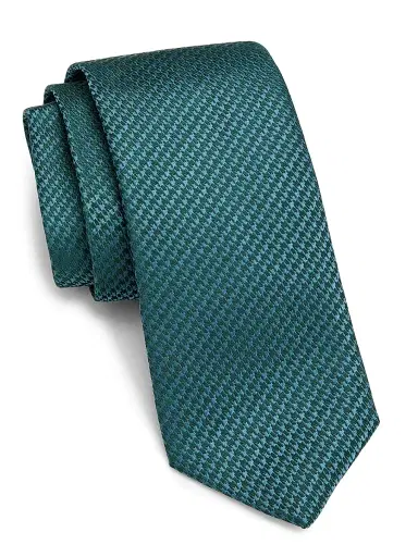 Canali Men's Houndstooth Silk Tie - Teal | Thumbnail 1