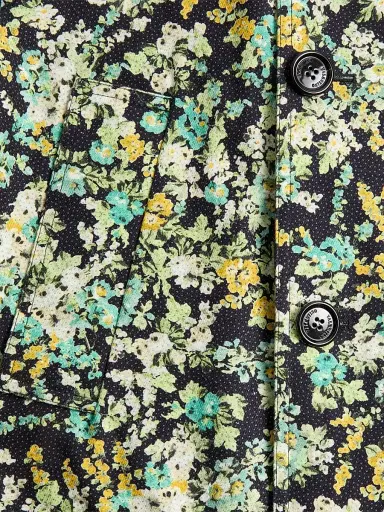 Valentino Garavani Men's Single-Breasted Coat in Cotton Drill with Papier Floral Print - Size 38 | Thumbnail 6 Valentino Garavani Men's Single-Breasted Coat in Cotton Drill with Papier Floral Print - Size 38 | Thumbnail 6