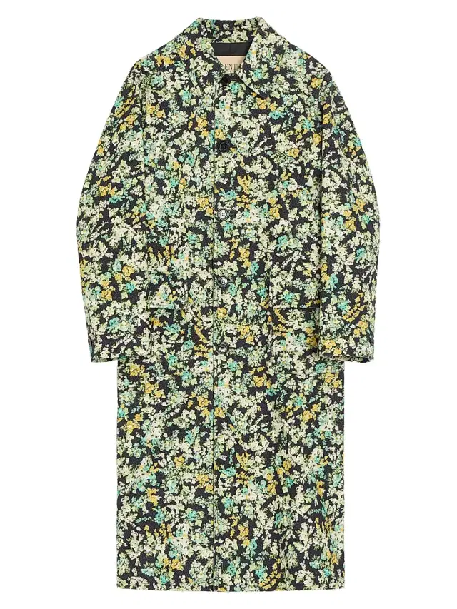 Valentino Garavani Men's Single-Breasted Coat in Cotton Drill with Papier Floral Print