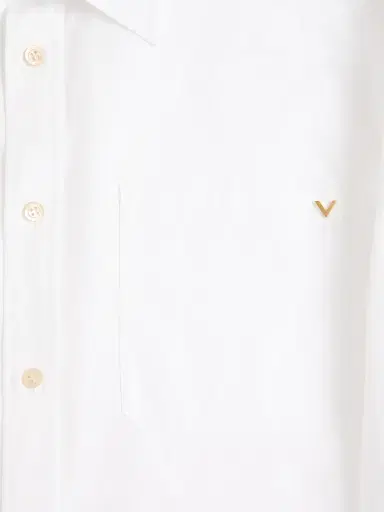 Valentino Garavani Men's Oxford Cotton Shirt with VGold - White - Size 16.5 | Thumbnail 6
