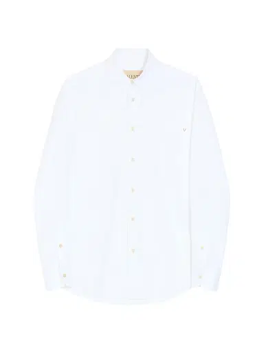 Valentino Garavani Men's Oxford Cotton Shirt with VGold - White - Size 16.5 | Thumbnail 1
