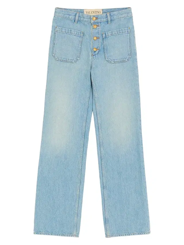 Men's Denim Jeans with Gold Buttons - Denim