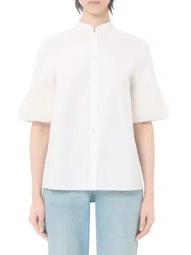 Valentino Garavani Women's Embroidered Cotton Poplin Shirt - White - Size 2 | Thumbnail 2