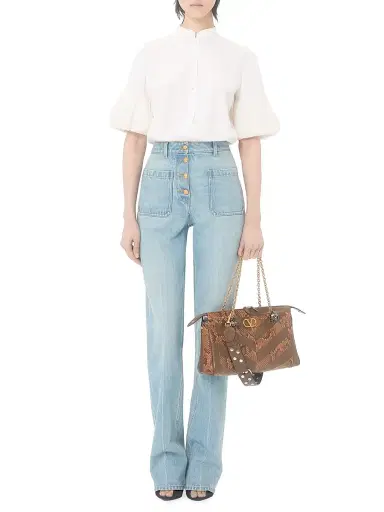Valentino Garavani Women's Embroidered Cotton Poplin Shirt - White - Size 2 | Thumbnail 7