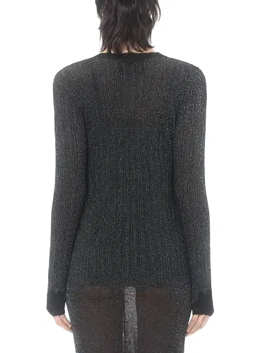Valentino Garavani Women's Lurex Knit Cardigan with Lace - Black Silver - Size XS | Thumbnail 4 Valentino Garavani Women's Lurex Knit Cardigan with Lace - Black Silver - Size XS | Thumbnail 4