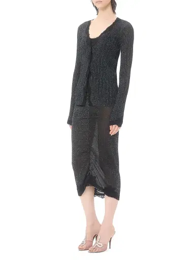 Valentino Garavani Women's Lurex Knit Cardigan with Lace - Black Silver - Size XS | Thumbnail 7 Valentino Garavani Women's Lurex Knit Cardigan with Lace - Black Silver - Size XS | Thumbnail 7