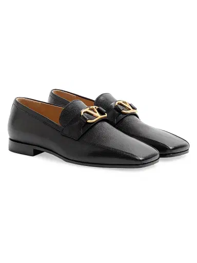 Valentino Garavani Men's VLogo Signature Kidskin Moccasins - Black | Thumbnail 2 Valentino Garavani Men's VLogo Signature Kidskin Moccasins - Black | Thumbnail 2