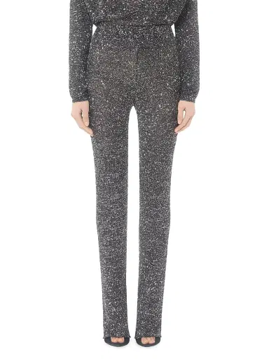 Valentino Garavani Women's Sequin Thread Knit Pants - Black Silver - Size XS | Thumbnail 2 Valentino Garavani Women's Sequin Thread Knit Pants - Black Silver - Size XS | Thumbnail 2