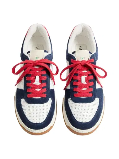 Valentino Garavani Men's Sparry Sneakers in Split Leather and Nappa - Cobalt White Coral - Size 7.5 | Thumbnail 4 Valentino Garavani Men's Sparry Sneakers in Split Leather and Nappa - Cobalt White Coral - Size 7.5 | Thumbnail 4