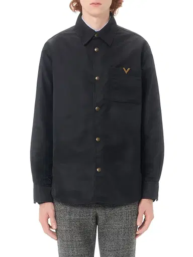 Valentino Garavani Men's Nylon Shirt Jacket with VGold - Black - Size 40 | Thumbnail 2 Valentino Garavani Men's Nylon Shirt Jacket with VGold - Black - Size 40 | Thumbnail 2