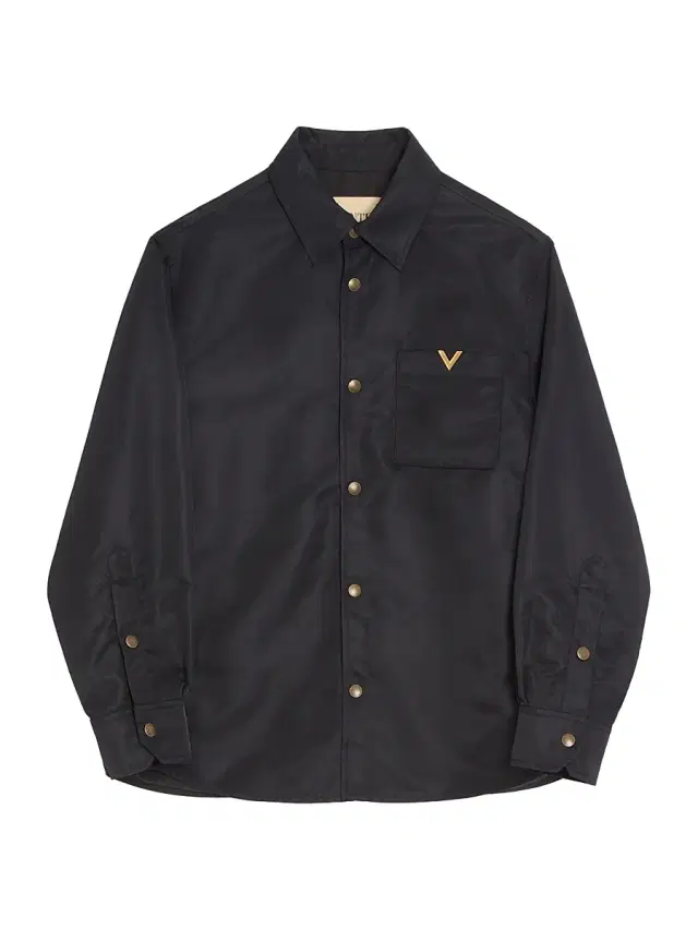 Valentino Garavani Men's Nylon Shirt Jacket with VGold - Black