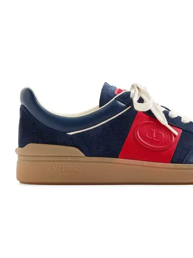 Valentino Garavani Men's Upvillage Low Top Sneakers in Split Leather - Cobalt Coral - Size 12 | Thumbnail 6