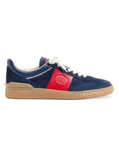 Valentino Garavani Men's Upvillage Low Top Sneakers in Split Leather - Cobalt Coral - Size 12 | Thumbnail 1