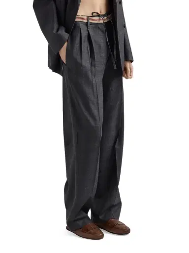Prada Women's Checked Wool Pants - Grey - Size 6 | Thumbnail 2 Prada Women's Checked Wool Pants - Grey - Size 6 | Thumbnail 2