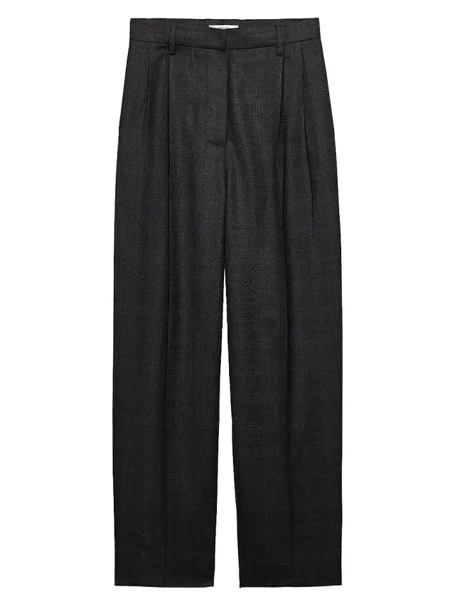Women's Checked Wool Pants - Grey