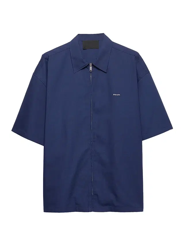 Men's Short-Sleeved Technical Cotton Shirt - Blue