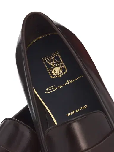 Santoni Men's Arco Leather Loafers - Dark Brown - Size 11 | Thumbnail 5
