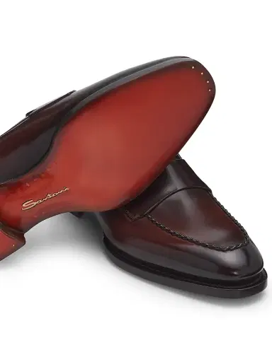 Santoni Men's Arco Leather Loafers - Dark Brown - Size 11 | Thumbnail 6