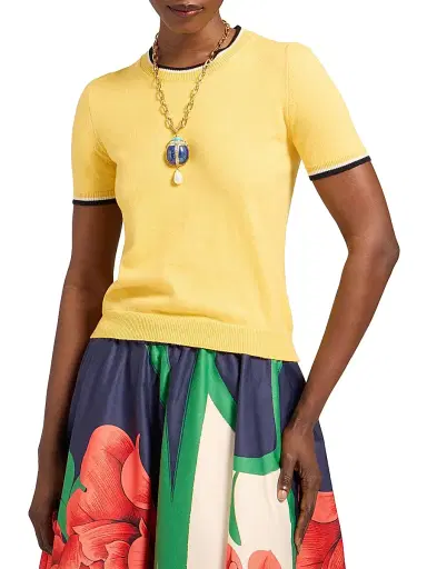 La DoubleJ Women's Busy-Bee Tee Shirt - Solid Butter Yellow - Size XS | Thumbnail 3